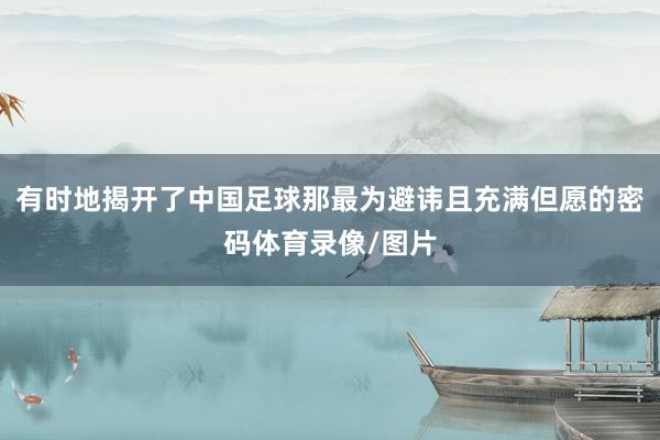 有时地揭开了中国足球那最为避讳且充满但愿的密码体育录像/图片